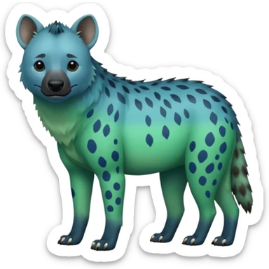 blue and green ombre hyena sticker