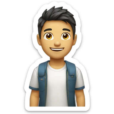 Niño de 5 años rubio sonriendo, pelo corto sticker