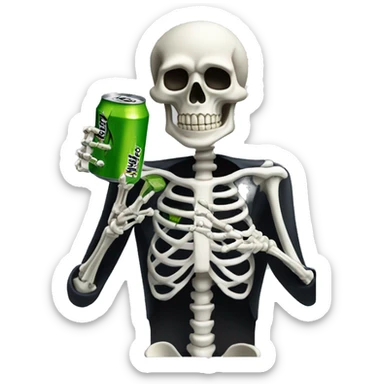 skeleton drinking a monster energy sticker