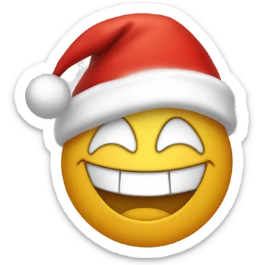 Laughing face with Santa hat sticker