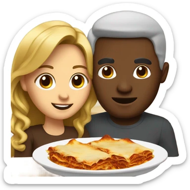 Light skin girl with brown skin Husband having lasagna sticker
