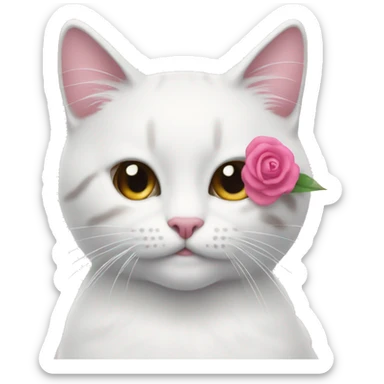 gato blanco usando una cinta rosa sticker
