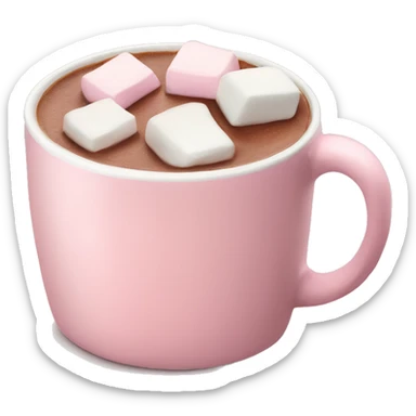 Light Pink mug of hot chocolate with marshmallows  sticker