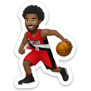 Basketteur avec cheveux bouclés qui joue au portland trail blazers sticker