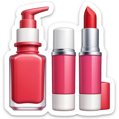 emoji of cards with illustrations of lipstick, serum and hand cream on them
 sticker