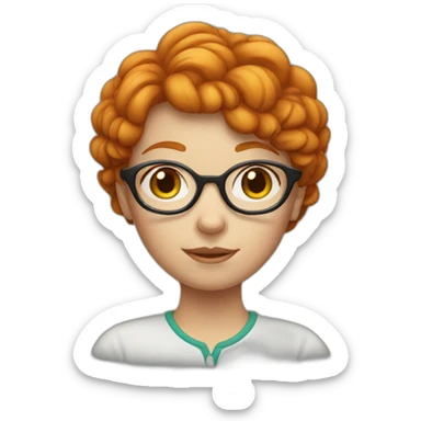 Ginger girl with glasses sticker