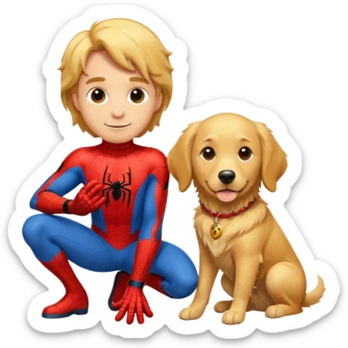 Spider-Man with a golden retriever sticker