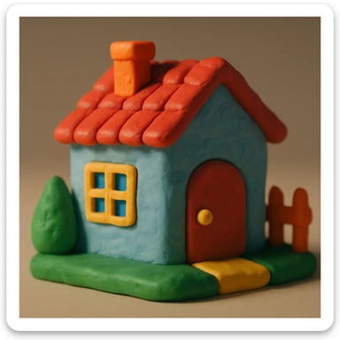house 3d claymation style sticker