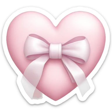 Pastel pink heart with white bow sticker