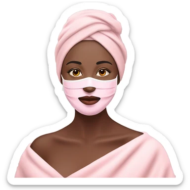 Lady with pastel pink face mask spa beauty full face relaxing sticker