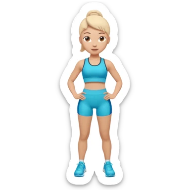 A 3D cartoon fit person showing a slim waistline, wearing sportswear, bright lighting, Memoji-style. sticker