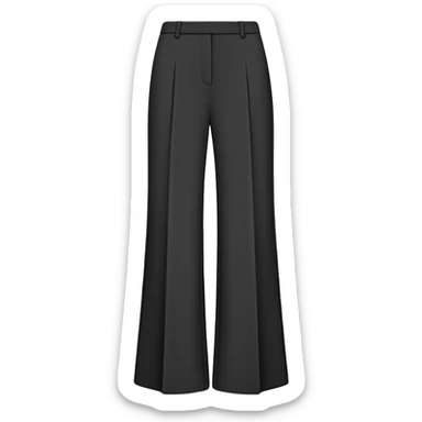 only black wide leg pants, flat product photography, plain garment item isolated on white, no human elements, no limbs, just the pants sticker