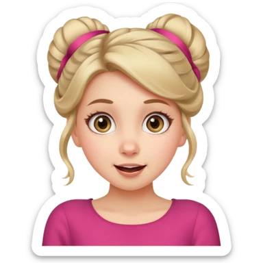 Excited girl with fair up-do can’t wait for something to happen sticker