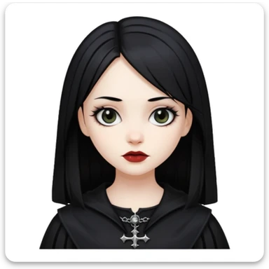 a slightly dark-haired girl in the Gothic style with black hair  sticker
