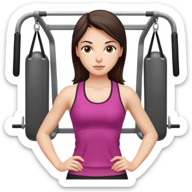 Brunette fair skin girl gym working out  sticker