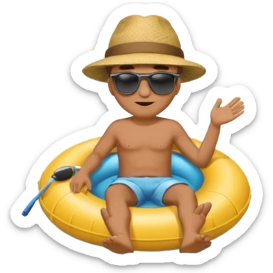 a man floatin on water while sitting on a tube sticker