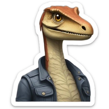 humanoid velociraptor with a cross sticker