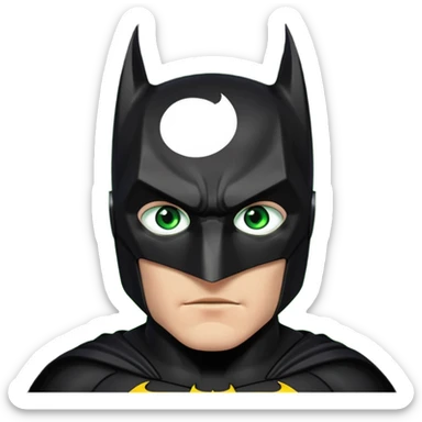 Batman con traje del caballero oscuro, con los ojos verdes, solamente los ojos, el traje NO lo hagas verde sticker