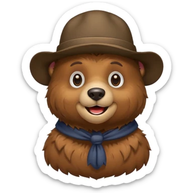 A bear with a hat sticker