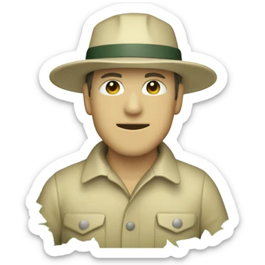 gardener pith helmet beige jacket trees sticker
