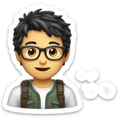 niño gordo con gafas y pecas sticker