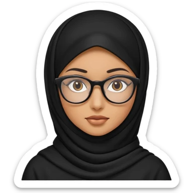 madre con jafas arabe con un panuelo de color negro tapandole todo el cabello sticker