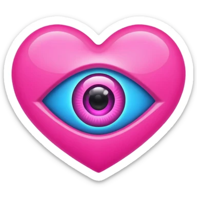 A pink neon heart with a eye in the center sticker