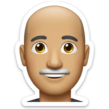 italian middle aged man, with buzz cut and no beard. wearing a black smart shirt unbuttoned. sticker