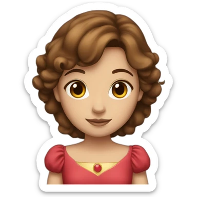 A princess with brown hair and brown eyes and red clothes  sticker