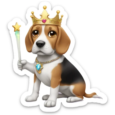 Fairy beagle with crown and wand  sticker