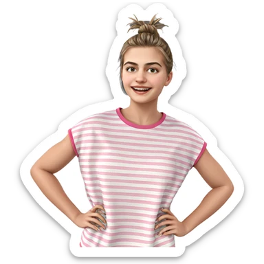 smiling girl in striped shirt sticker