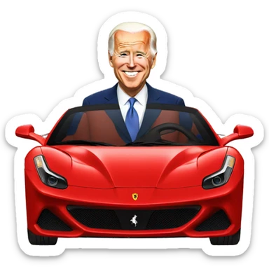 Joe Biden in a Ferrari  sticker