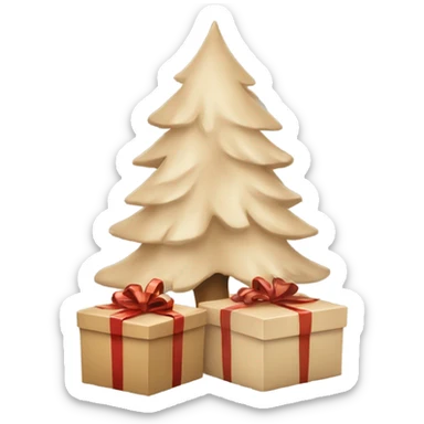 beige Christmas gifts under a beige tree sticker