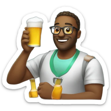 Chemist drinking beer in a party in the beach sticker