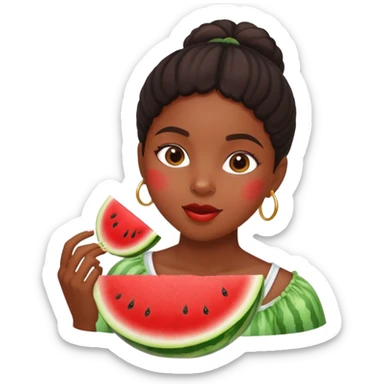 Black girl eating watermelon  sticker