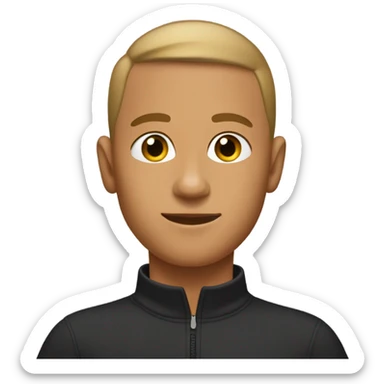 boy with tanned skin, short buzz cut, no facial hair, wearing a smart quarter zip jumper. sticker