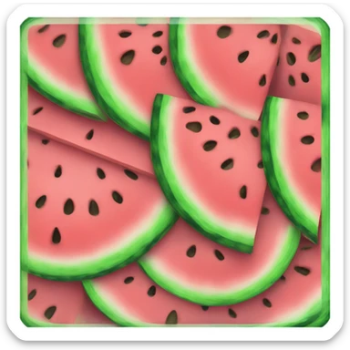 An emoji of three watermelon slices: one large slice, one medium slice, and one small slice, arranged together to showcase their different sizes sticker