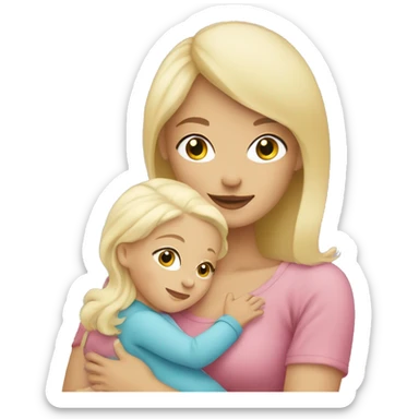 white blonde woman cuddling with baby girl  sticker
