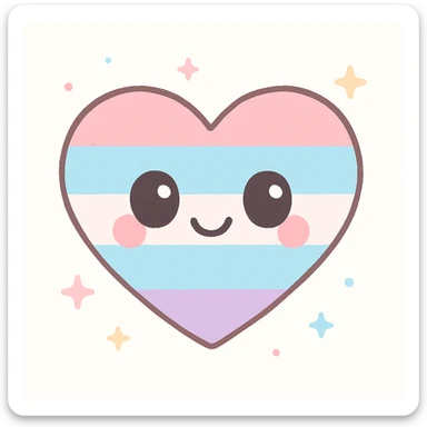 pride heart with cute face, soft colors sticker