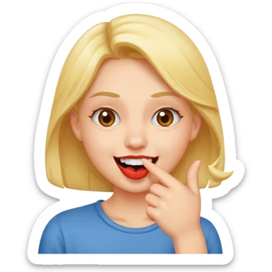 a flirty giggle while biting you finger sticker