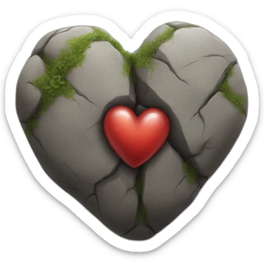 Realistic heart rock sticker