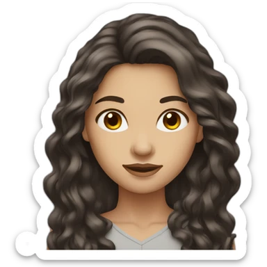 long haired women dark brown hair sticker