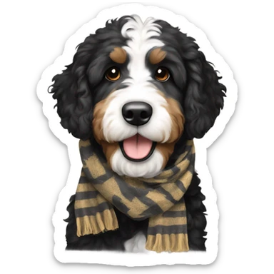 Bernedoodle with purdue scarf sticker