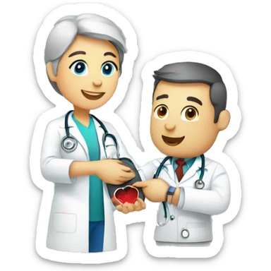 doctor measuring patient's blood pressure sticker