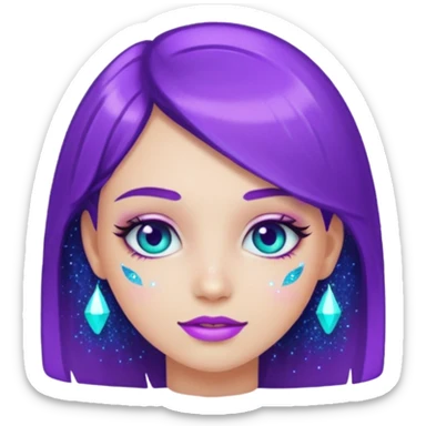 1 human girl Glitter purple and cian inner circle sticker