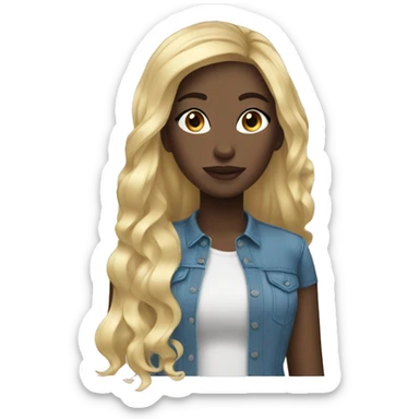 black girl blonde hair blue eyes  sticker