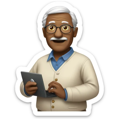 large elderly history teacher with belly computer mouse sticker