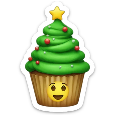Happy Christmas tree cupcake sticker