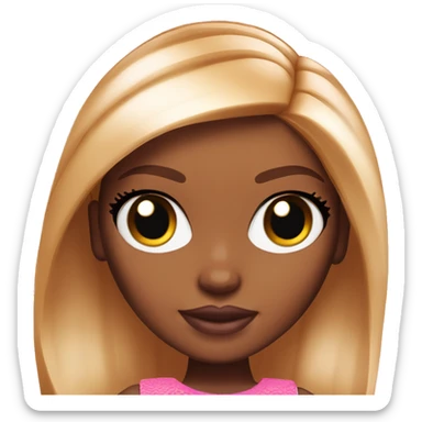 straight ginger hair brown Skin bratz Barbie with dark eyes sticker