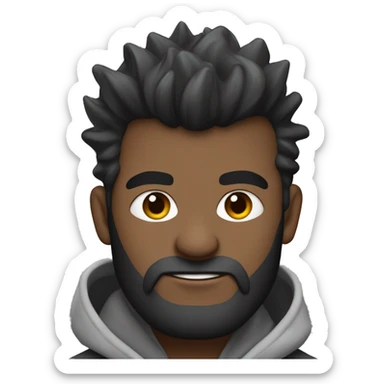 hombre con pelo negro mohawk muy corto con hoodie gris y barba de dos dias sticker